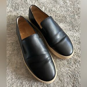 Frame Black Leather Platform Slip-On Shoes